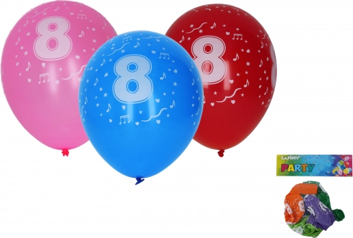 Balónky 30 cm s číslem 8 – sada 5 ks