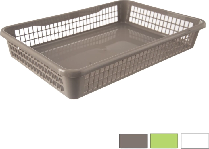 Plastový organizér – nízký košík 38,5 × 25,5 × 6,5 cm (mix barev)