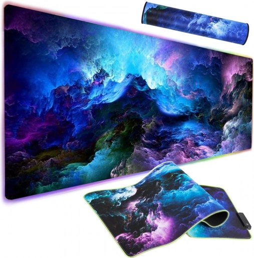 Podsvícená herní podložka LED RGB XXL 90x40 cm