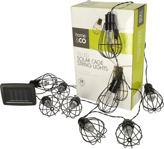 Solární zahradní světelná girlanda ve stylu loft, 10 LED