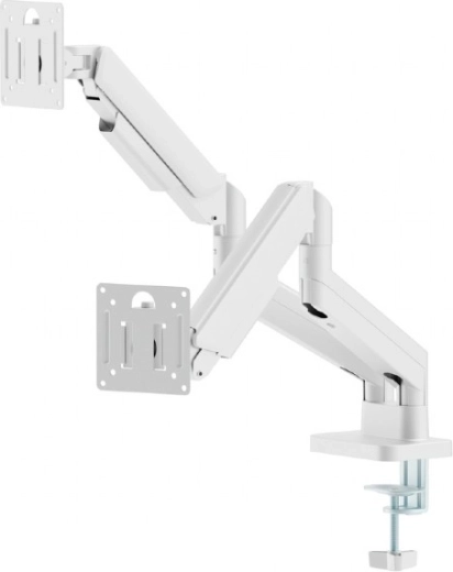 Stolní dvojité rameno pro monitory 17–32" s plynovou pružinou, bílé