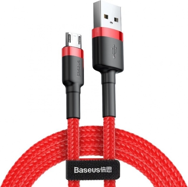 Nabíjecí a datový kabel BASEUS Cafule Micro USB 1 m, 2,4 A, červený
