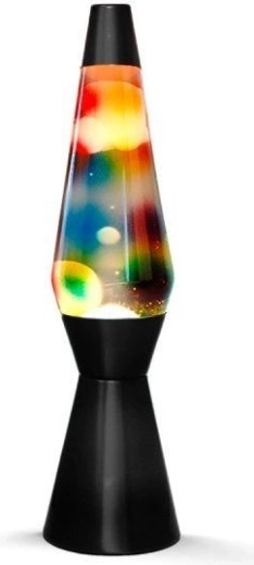 Lávová lampa duhová s černým podstavcem