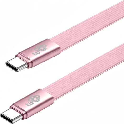 Plochý silikonový kabel USB-C na USB-C 1 m pudrově růžový