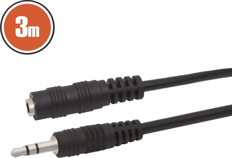 Audio prodlužovací kabel Jack 3,5 mm, 3 m, černý