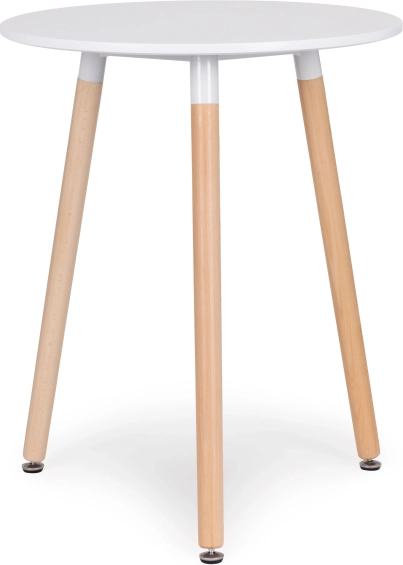 modernhome skandinávský kulatý stůl 60 cm, bílá deska a bukové nohy