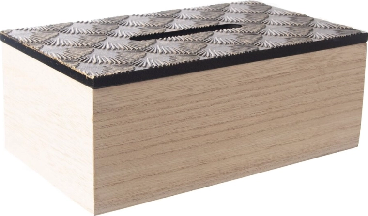 Černý dřevěný box na papírové kapesníky 24 × 14 × 9 cm