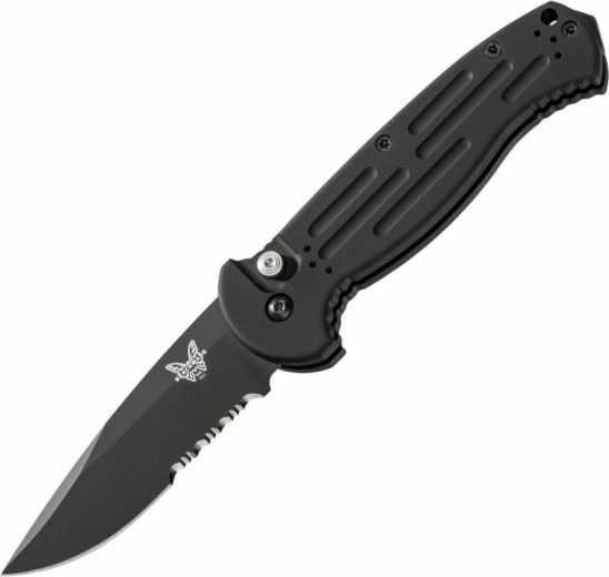 Benchmade AFO II automatický kapesní nůž 9 cm, černý Cerakote, pouzdro Cordura