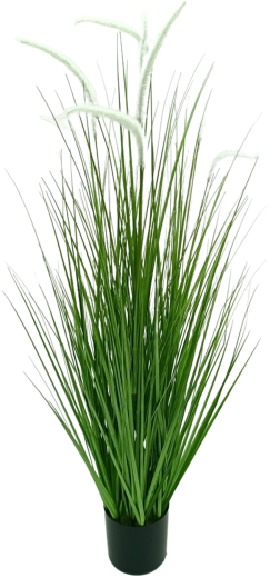 Umělá okrasná tráva pennisetum v květináči bílá 120 cm