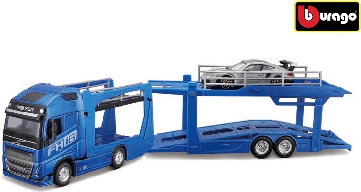 Bburago Street Fire kamion s návěsem Volvo FH16 a Porsche 911 GT2 RS v měřítku 1:43