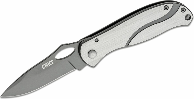 CRKT Pazoda Silver Black kapesní nůž 6,7 cm, stříbrno‑šedý, celoocelový