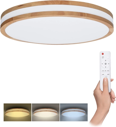 Solight LED stropní/nástěnné svítidlo woody s dálkovým ovladačem 60 W, 50 cm, stmívatelné a se změnou chromatičnosti