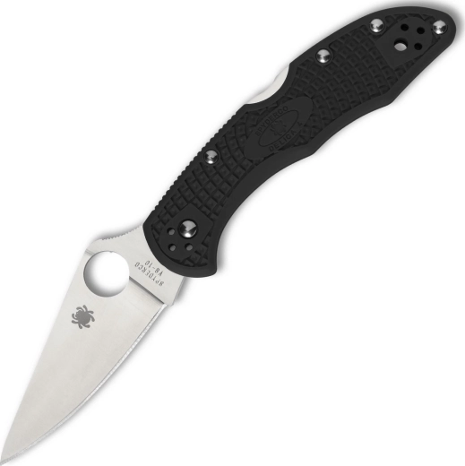 Spyderco Delica 4 – černý EDC kapesní nůž s plochým výbrusem, VG-10, FRN rukojeť