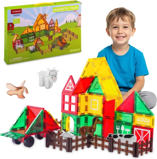 Ricokids magnetická stavebnice farma se zvířaty, 76 dílů