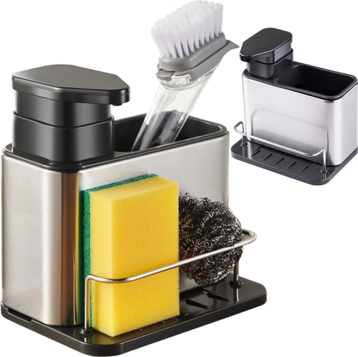 Kuchyňský dávkovač mýdla a organizér na houbičky