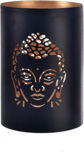 Svícen Budha černo-zlatý 12 × 12 × 18 cm