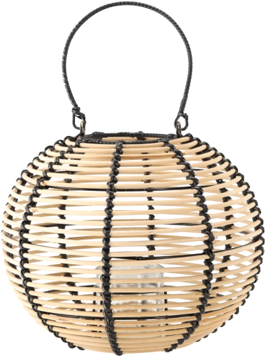 Dřevěný lampion 29 × 24 cm v přírodní a černé barvě