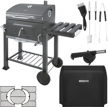 Výškově stavitelné paleniště a nerezová vana na uhlí