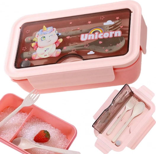 Svačinový box s přihrádkami a příborem 1 l