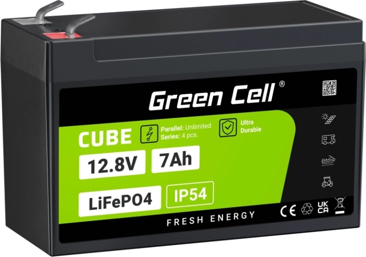 Green Cell CUBE LiFePO4 akumulátor 12,8 V 7 Ah 89,6 Wh