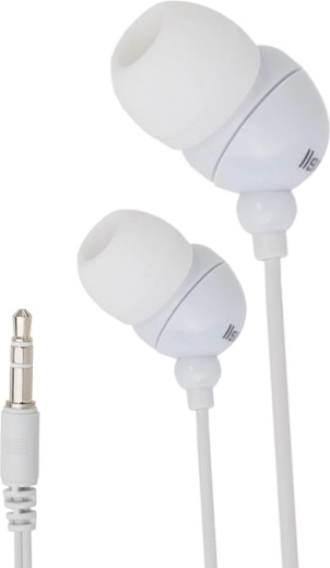 Bílá kabelová sluchátka s konektorem 3,5 mm jack