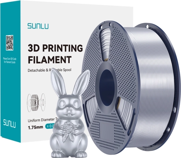 Sunlu PLA+ Silk stříbrný filament pro 3D tisk