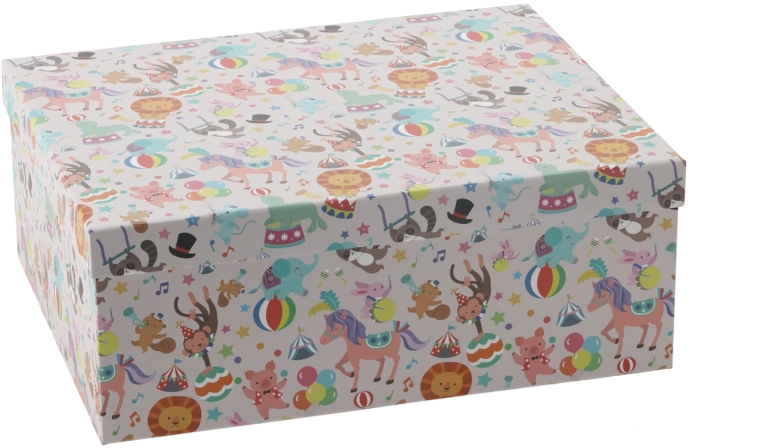 Barevná dárková krabička se zvířaty 26,2 × 20,3 × 10,2 cm - 1 kus
