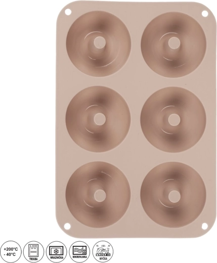Silikonová forma na donuty 6 ks béžová