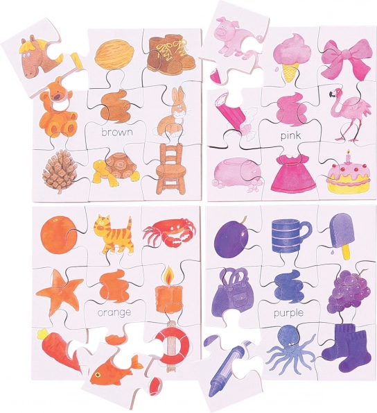 Bigjigs Toys dřevěné didaktické puzzle Barvy 4v1