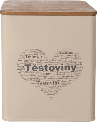 Dóza na těstoviny plech/dřevo s motivem srdce