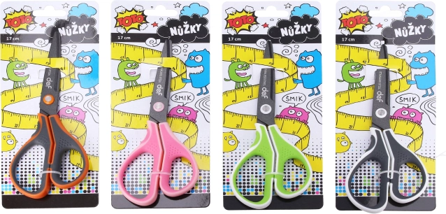 Barevné nůžky s měkkou rukojetí 17,5 cm