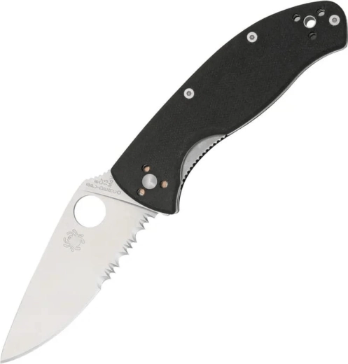 Spyderco Tenacious Combo Edge kapesní nůž 8,3 cm, satén, černý, G10