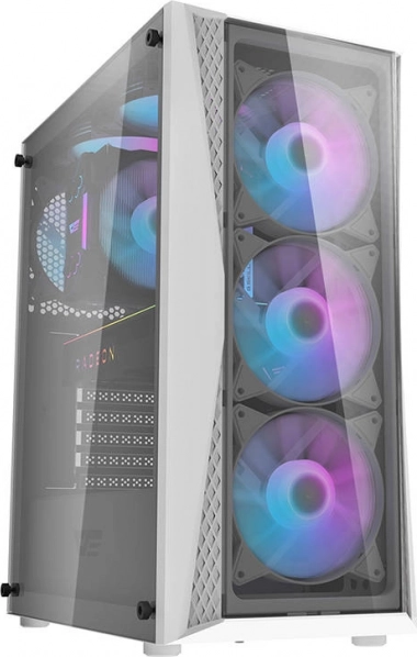 Počítačová skříň DARKFLASH s tvrzeným sklem, bílá, 4× ARGB ventilátory