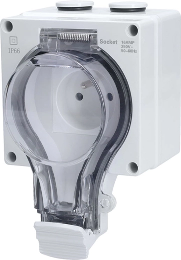 Solight venkovní zásuvka 230 V 16 A IP66 s průhledným víkem