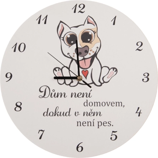 Nástěnné hodiny DOG HOME bílé 34 cm