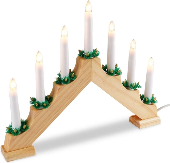 Dřevěný adventní svícen na 7 svíček 41,5 × 29 cm