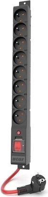 Přepěťová prodlužovací zásuvka Acar R8 Power, 8× 230 V, 1,5 m, černá, 16 A