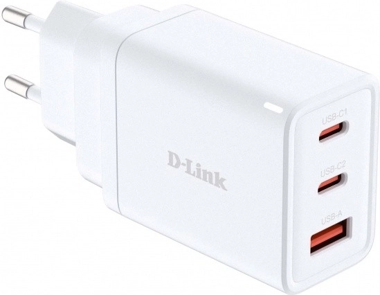 D-Link GaN nabíječka 65 W, 2× USB-C a 1× USB-A