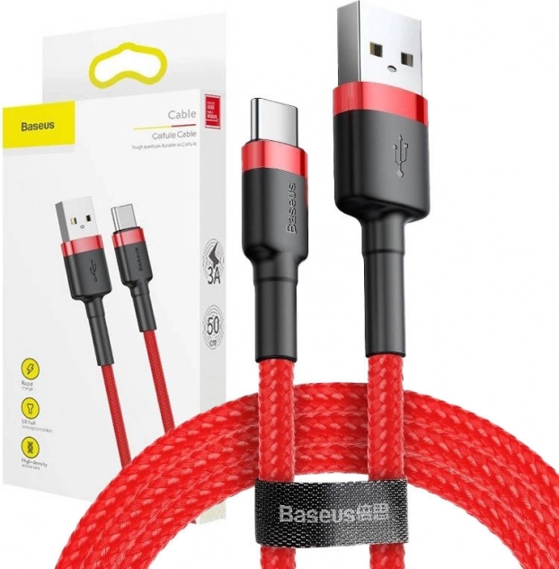 Baseus Cafule USB‑C kabel 3 m, 2 A – červený
