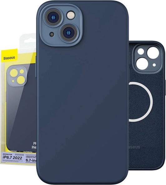 Magnetické pouzdro a sada tvrzeného skla pro iPhone 14 Plus - Baseus Liquid Silica modré