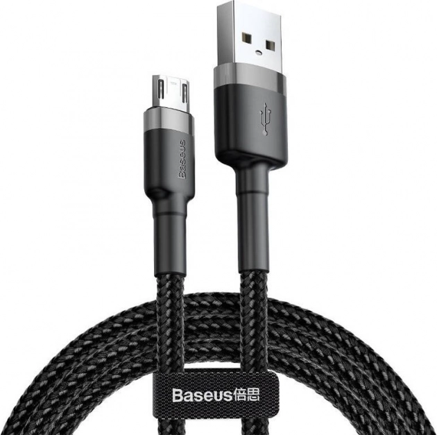 Baseus Cafule kabel micro USB 2 m, opletený šedo‑černý