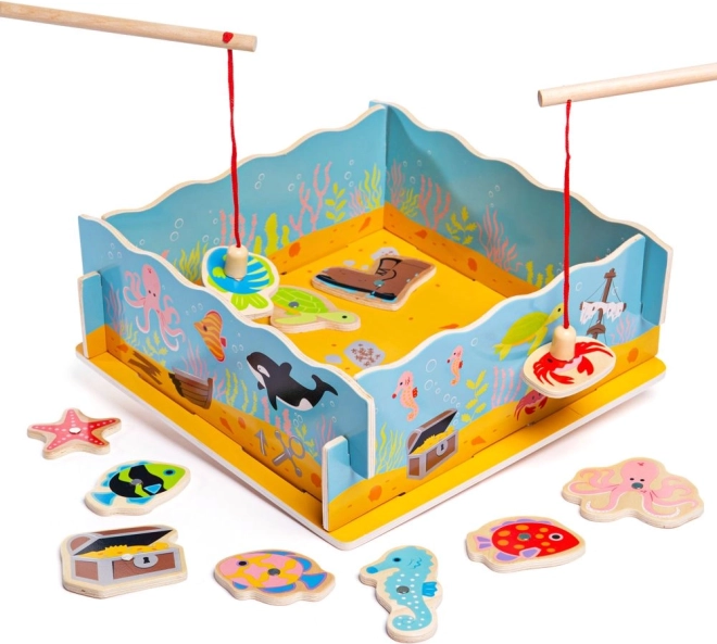 Dřevěná magnetická hra chytání rybiček BIGJIGS TOYS