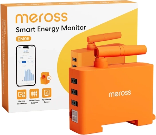 Inteligentní monitor spotřeby energie Meross em06p-eu s Wi‑Fi