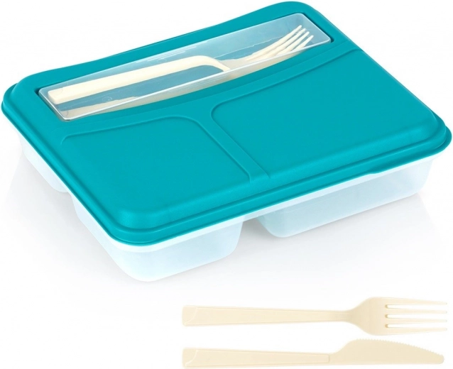 Dělený lunchbox se sadou příborů 1,3 l