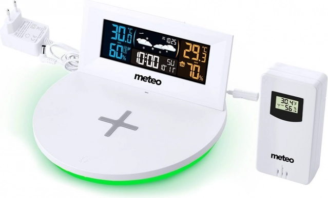 Digitální meteostanice s rychlou bezdrátovou nabíječkou Meteo