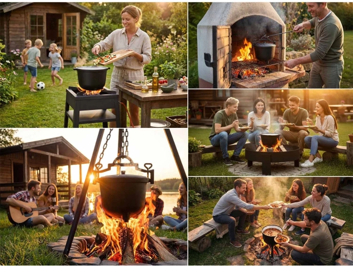 Všestranné použití: oheň, gril i plotna