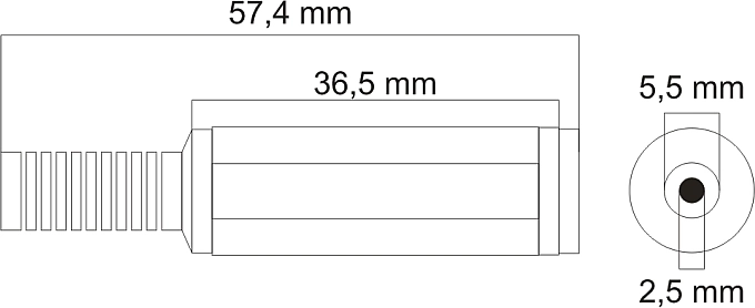 Standardní rozměr 5,5 × 2,5 mm