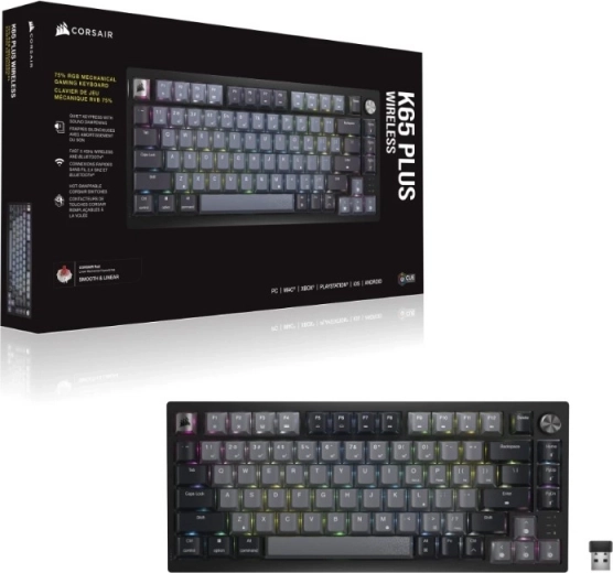 Bezdrátová mechanická klávesnice CORSAIR K65 Plus 75% RGB