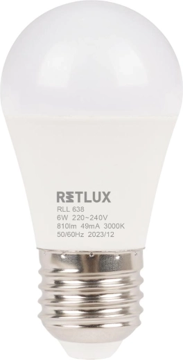 LED žárovka RETLUX mini globe E27 6 W teplá bílá