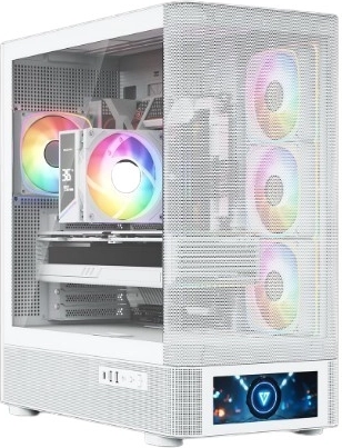 Počítačová skříň MODECOM Volcano AQ500 ARGB Midi White s LCD displejem